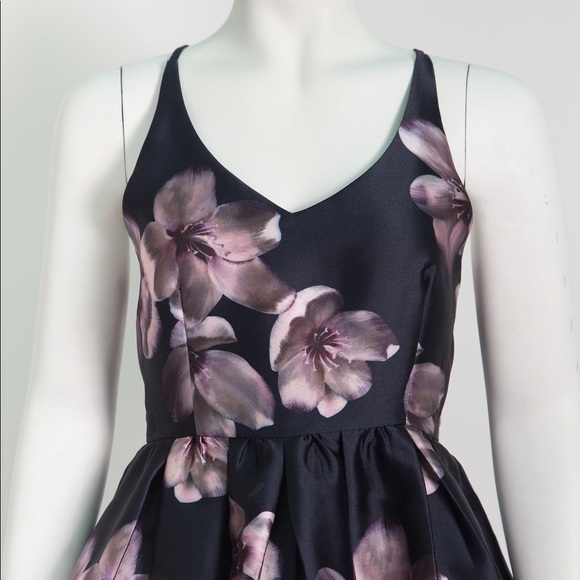Mini Black Floral Dress - Picture 2 of 4